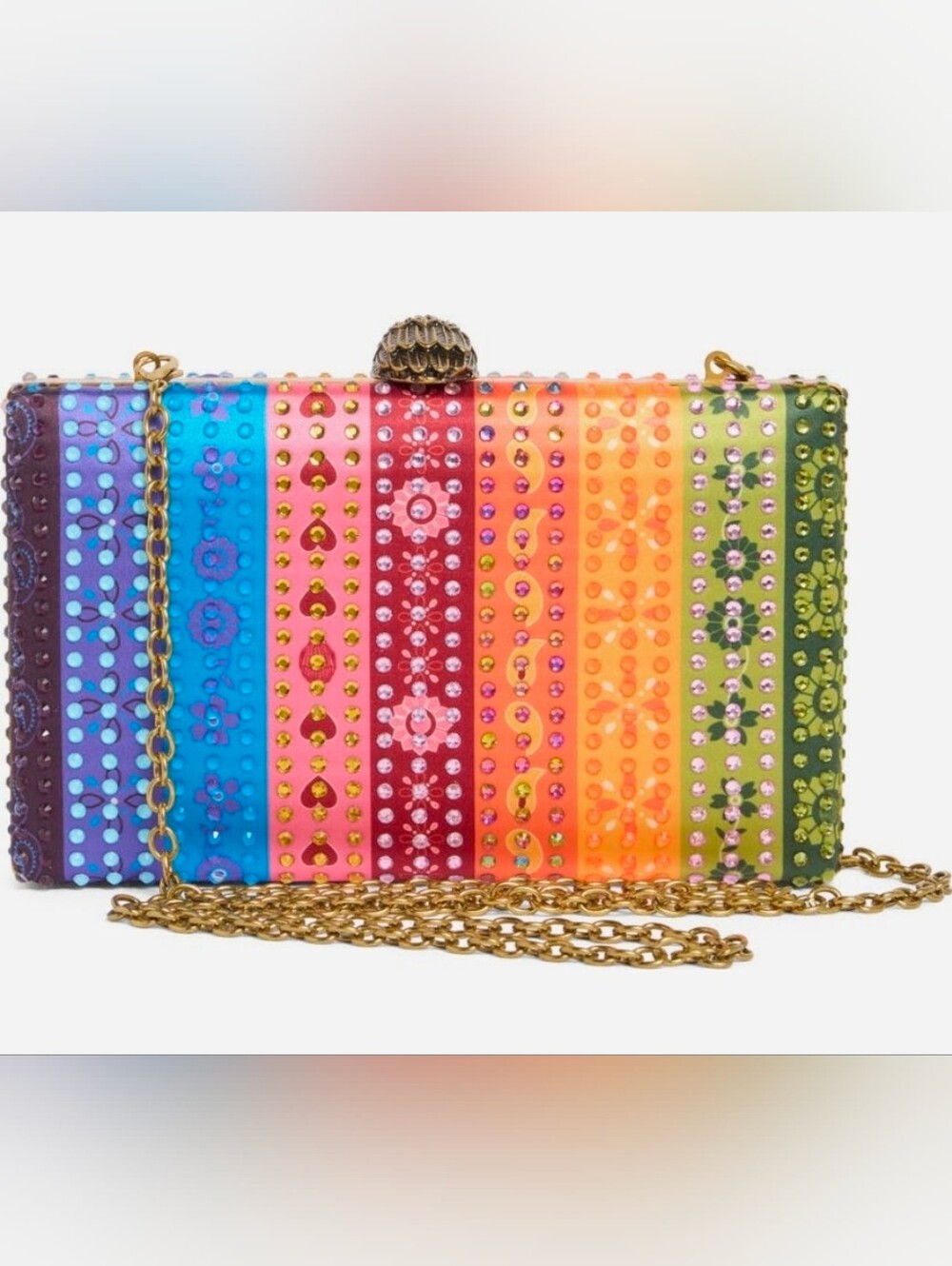 NWT- Kurt Geiger Kensington Crystal Clutch With Duster Bag